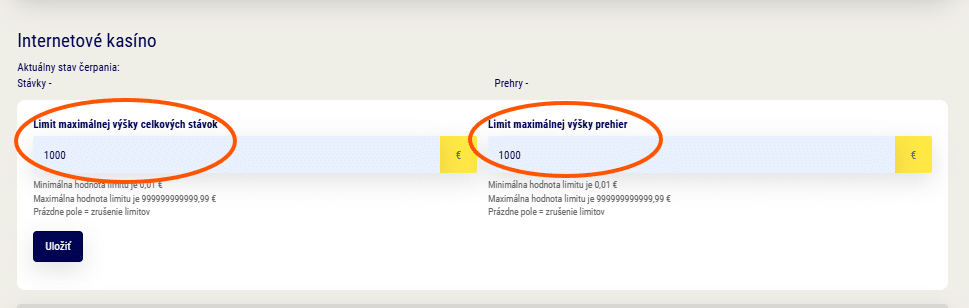 nastav si výsku limitu