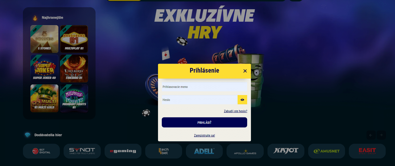 prihlásanie v Sazkahry
