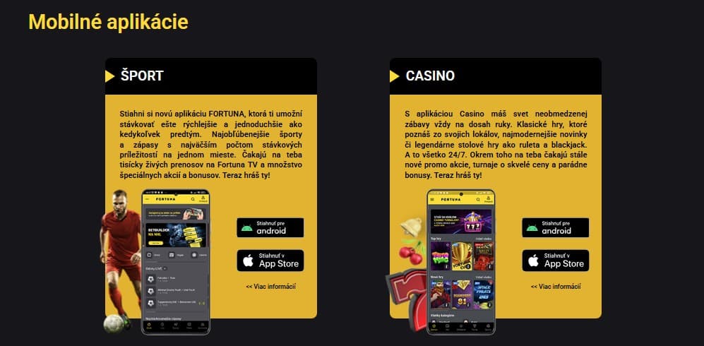 Mobilná aplikácia Fortuna