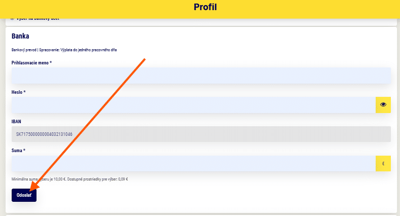 Odoslať - potvrdiť v Sazkahry