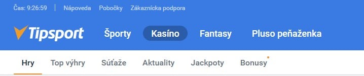 Tlačítko kasíno v Tipsporte