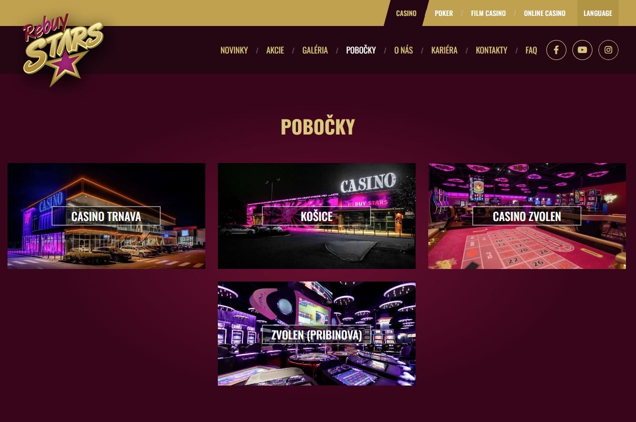 Pobočky Rebuy Stars kasina