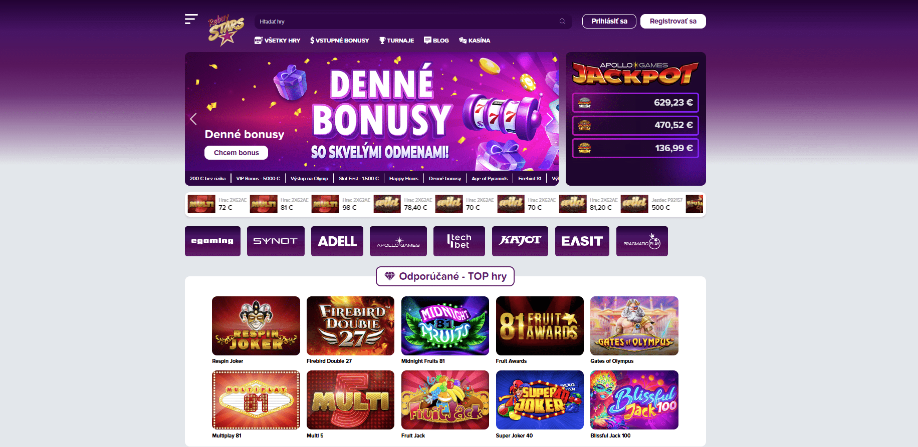 Rebuy stars hlavná stránka