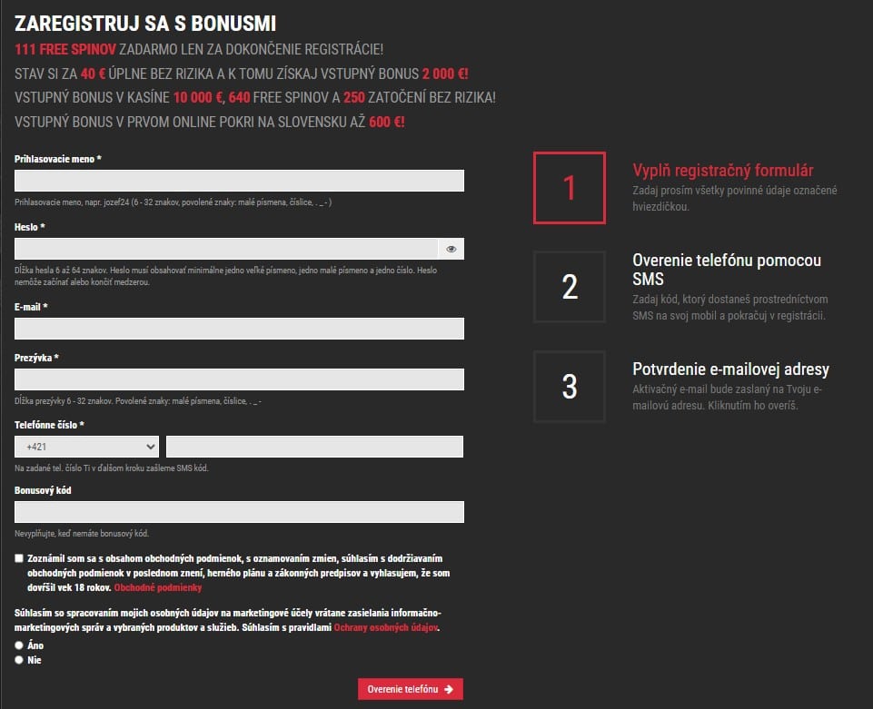 Registrácia do Synotipu