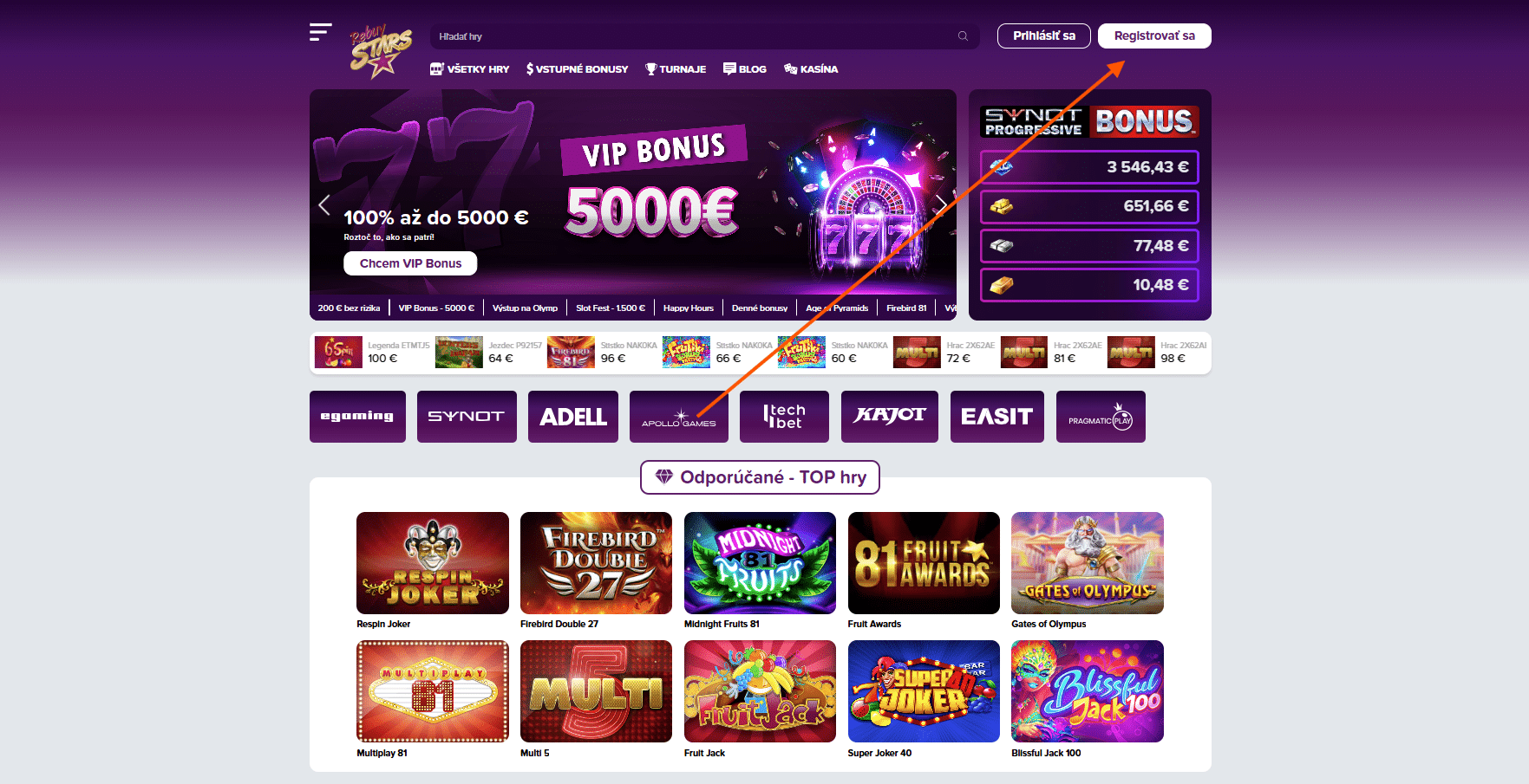 Registrácia v Rebuy Stars