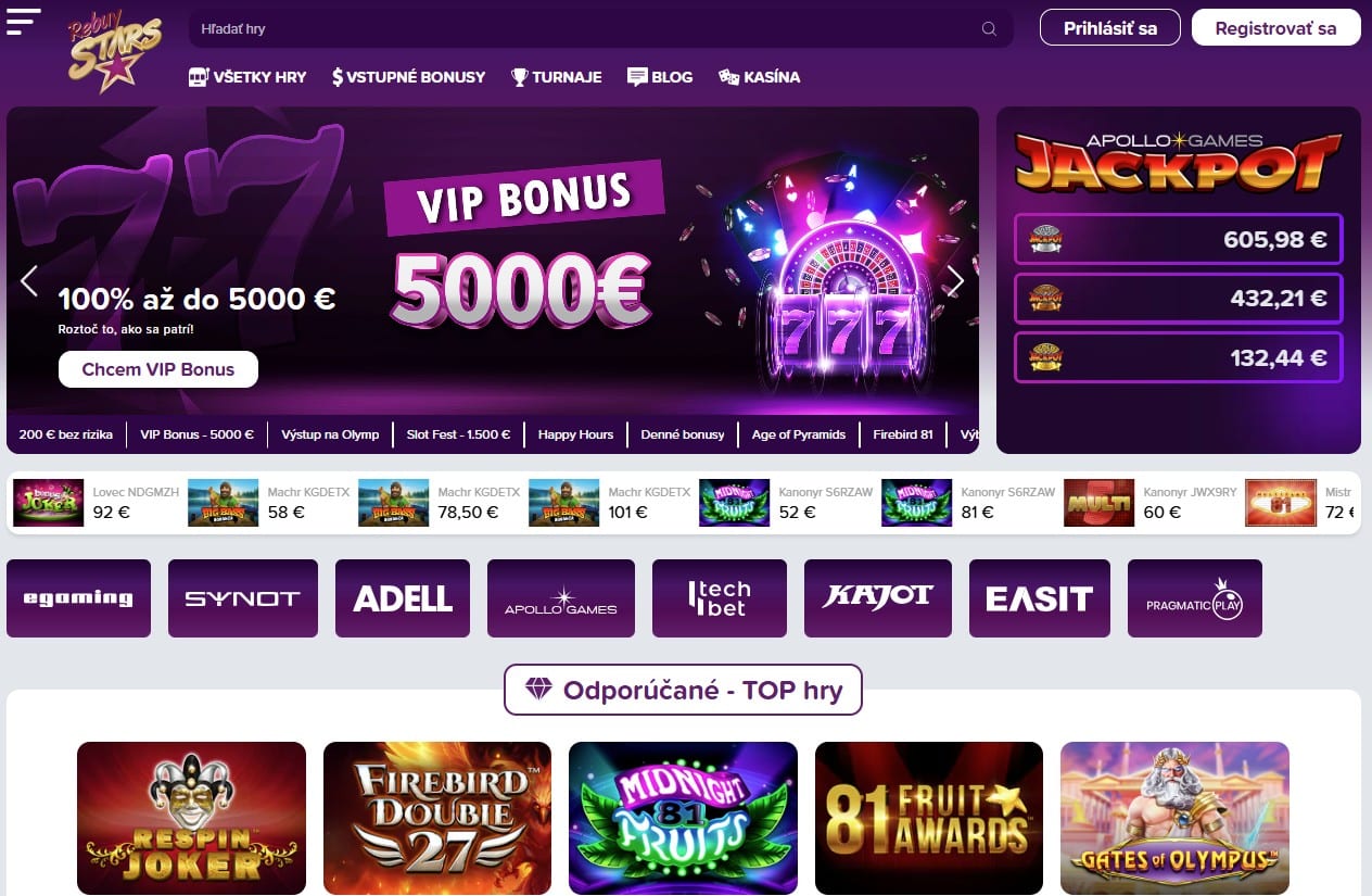 Úvodná stránka rebuy Stars