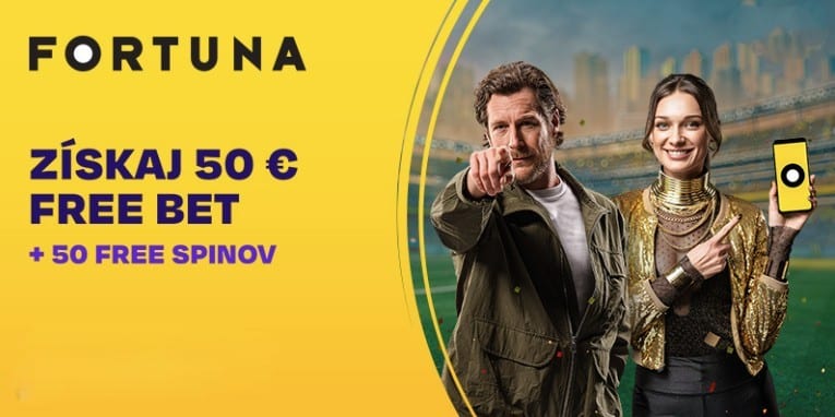 50 free spinov + 50 € free bet vo Fortune