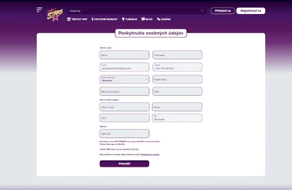 Dopln svoje osobne udaje v RebuyStars