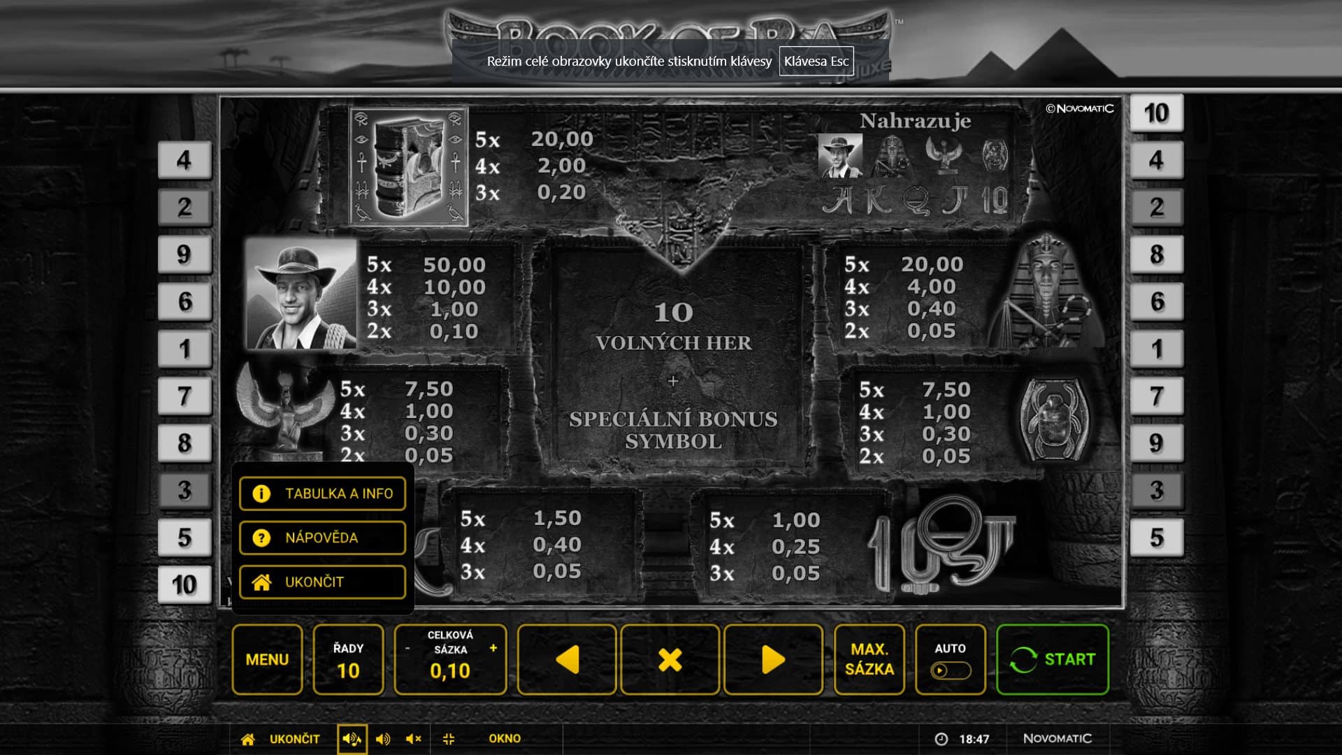 Book of Ra Deluxe online automat Menu