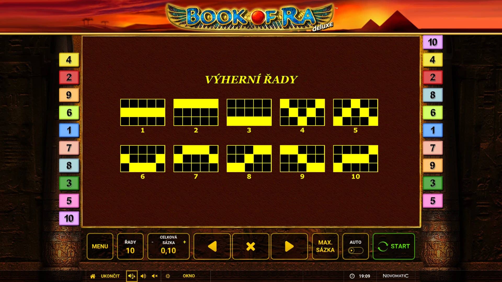 Book of Ra Deluxe online automat Výherné línie