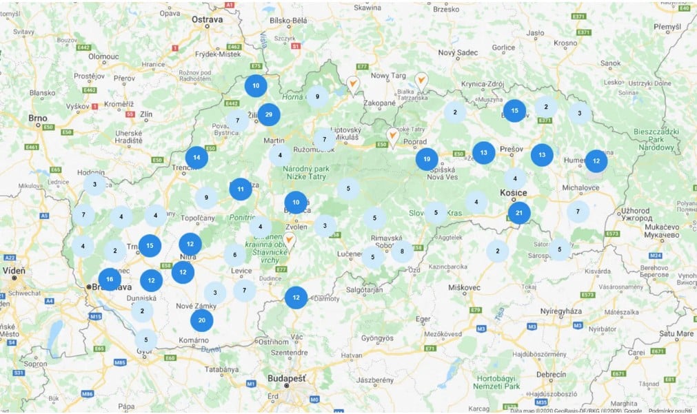 Pobočky Tipsport na Slovensku