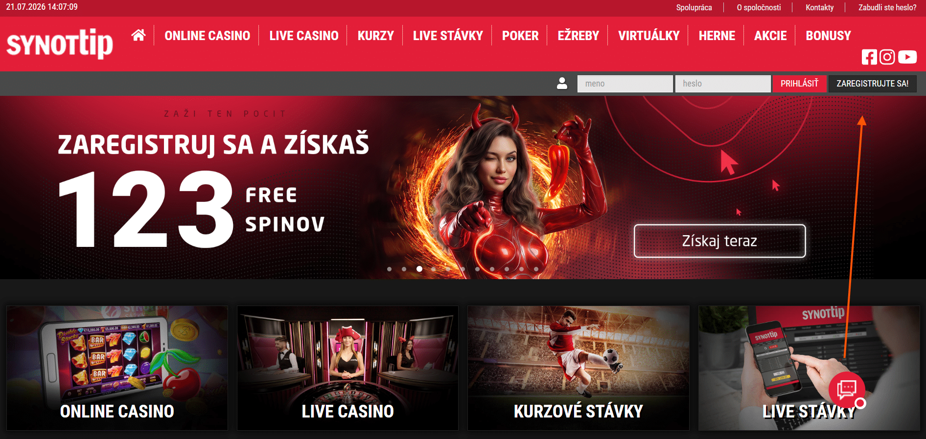 Zaregistruj sa v Synottipe a získaj 123 FS