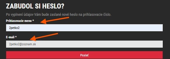 zadaj svoje údaje