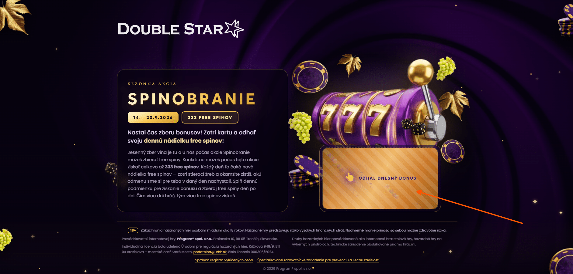 Odhal kartu v Spinobrani v DoubleStar