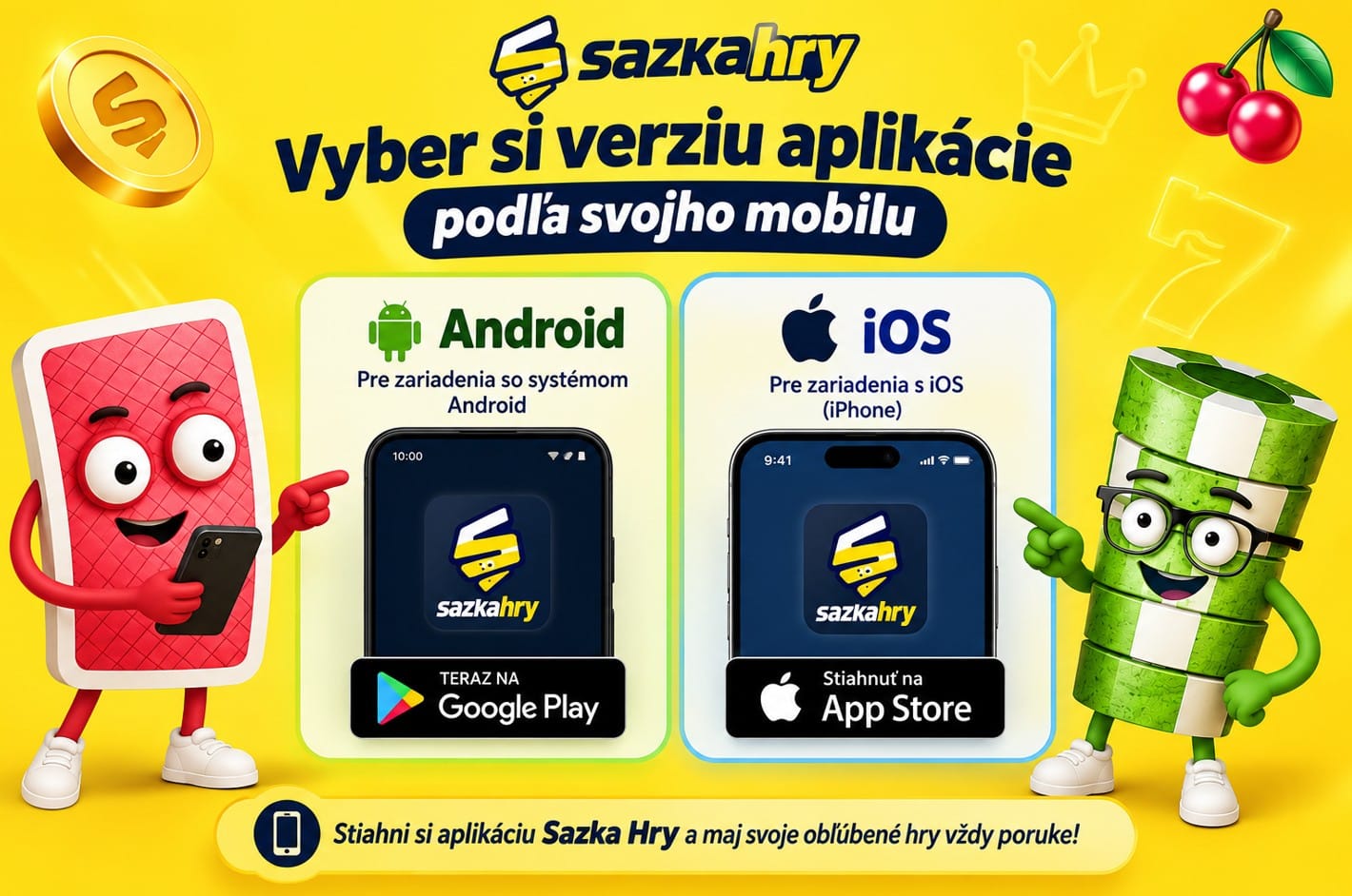Sazkahry vyber si verziu aplikácie podľa svojho mobilu